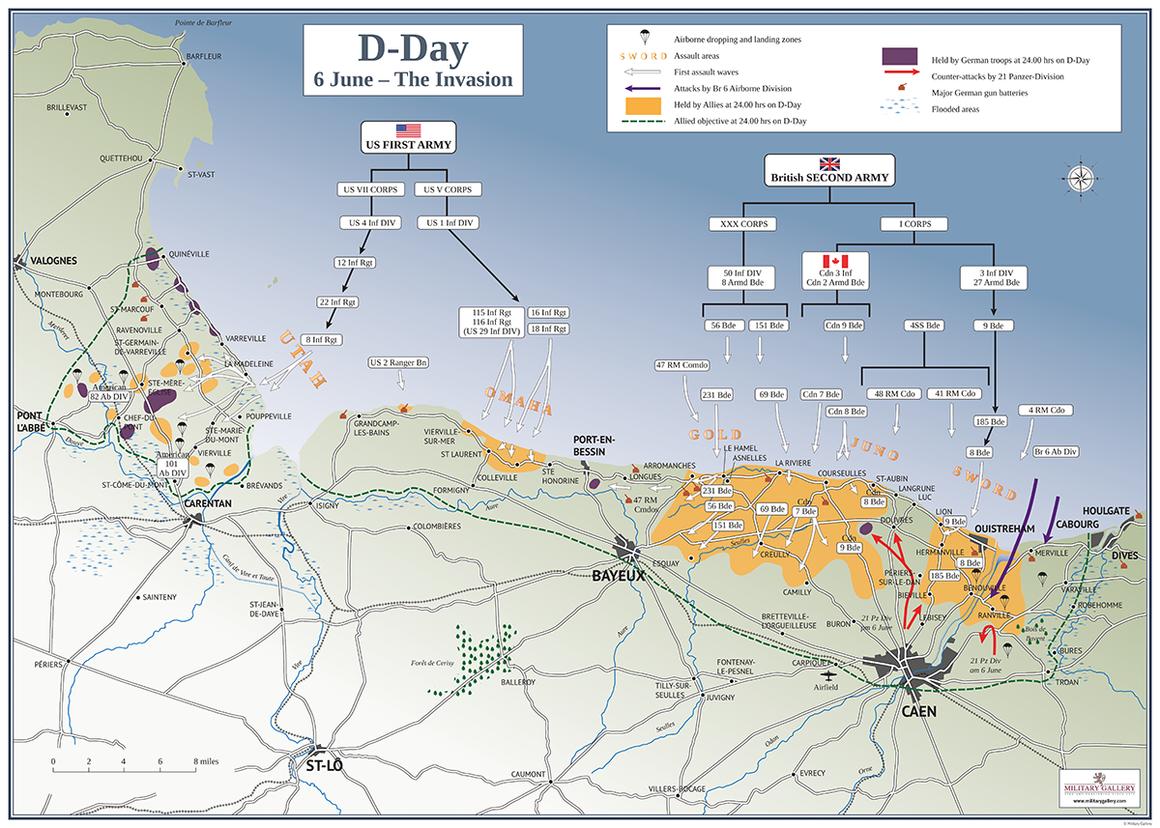 D-Day Invasion Map - Poster - 27 ½“ x 19 ¾“ – D-Day Posters